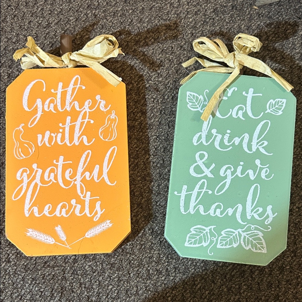 Decorative Fall Signs - Orange and Green